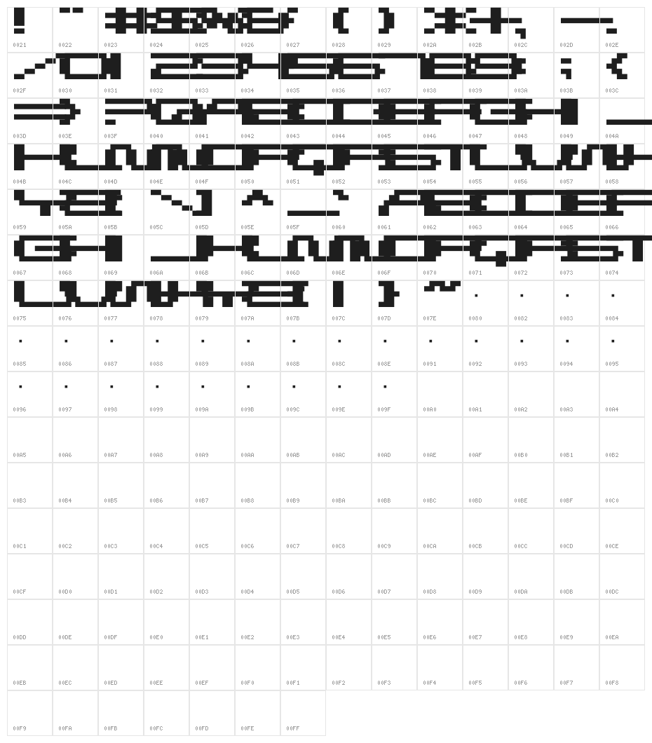 M44_REVOLUTION Character Map