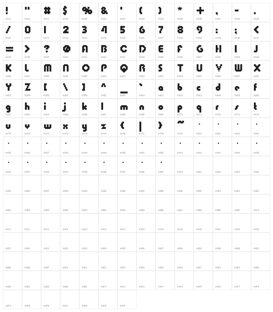 M46_LOSTPET Character Map