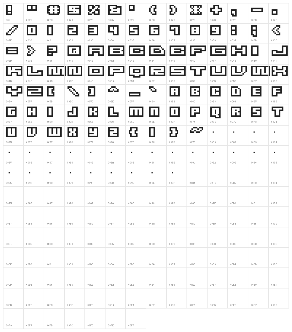 M47_FIRE WIRE Character Map