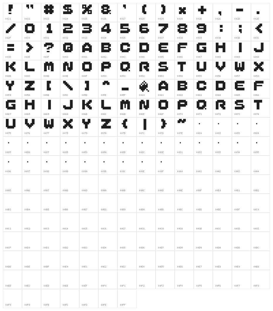 M50_VANILLA ICE Character Map