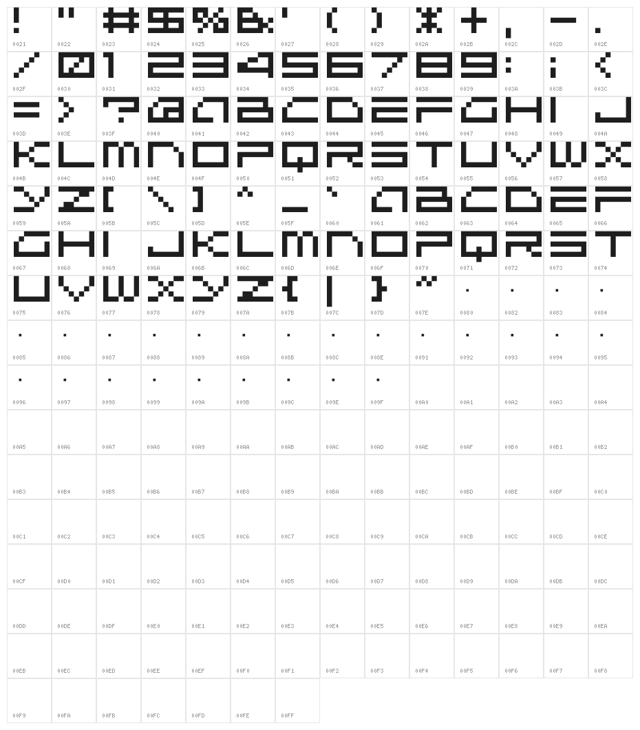 M51_SLEEPEN SADNESS Character Map