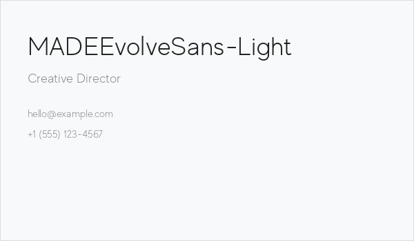 MADEEvolveSans-Light Business Card