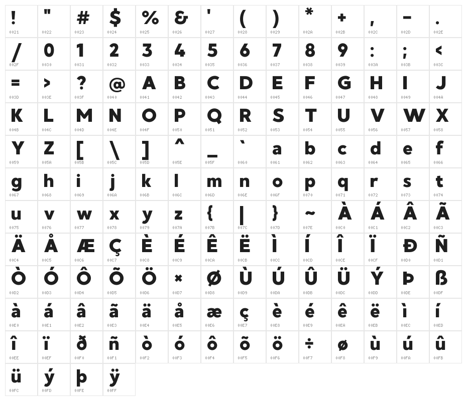 MADEGoodTimeGrotesk Character Map