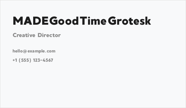 MADEGoodTimeGrotesk Business Card
