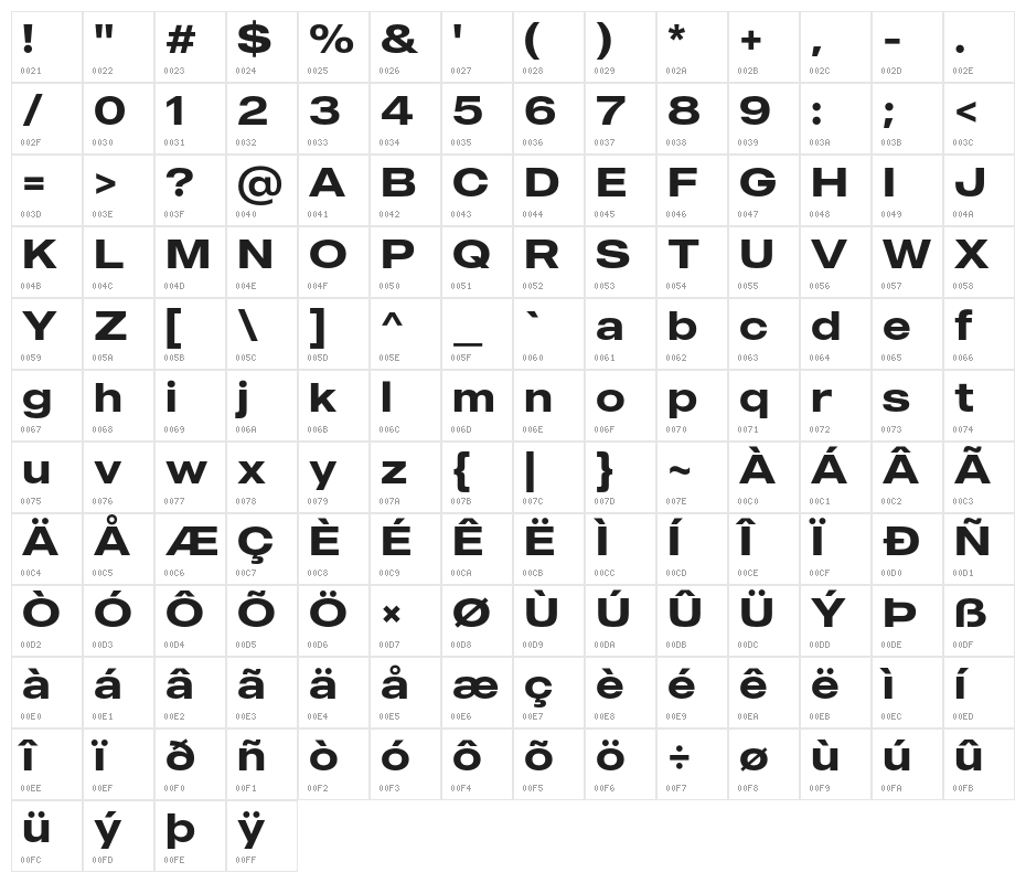 MADEOuterSans-Medium Character Map