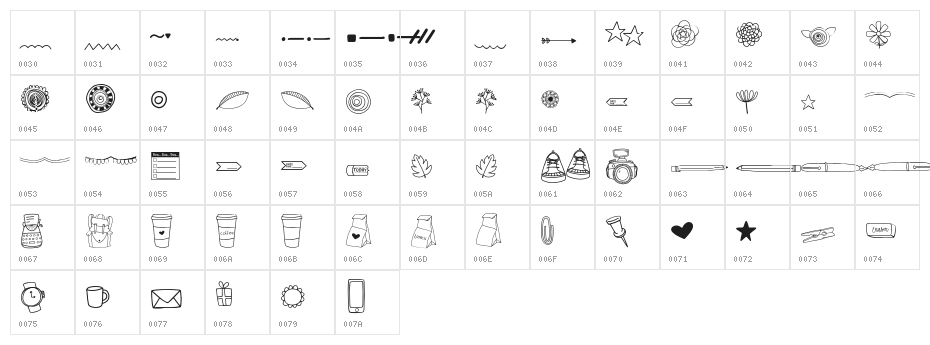 MAGGIE MAE Doodles Regular Character Map