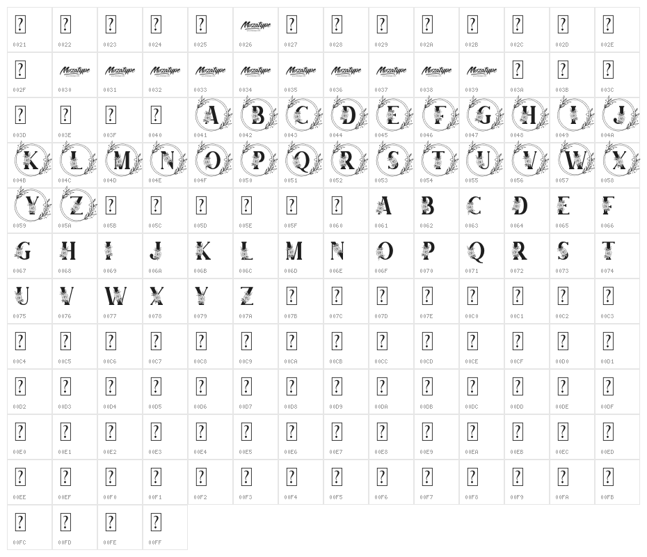 MAGNOLIA MONOGRAM Character Map