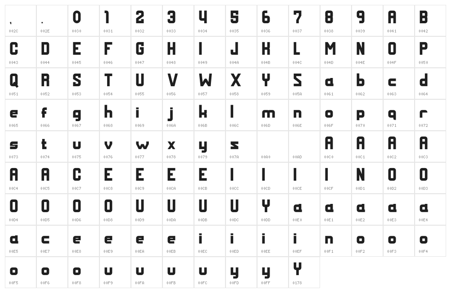 MALDINI Bold Character Map