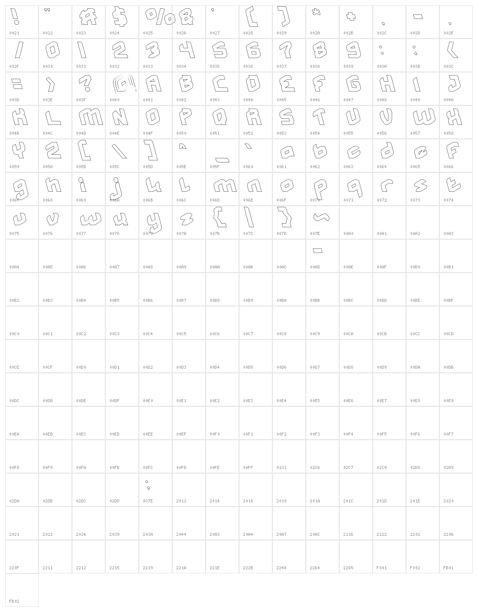 MASTER-Hollow Character Map