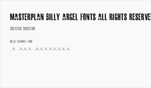 MASTERPLAN Billy Argel fonts All Rights Reserved personal use only Business Card