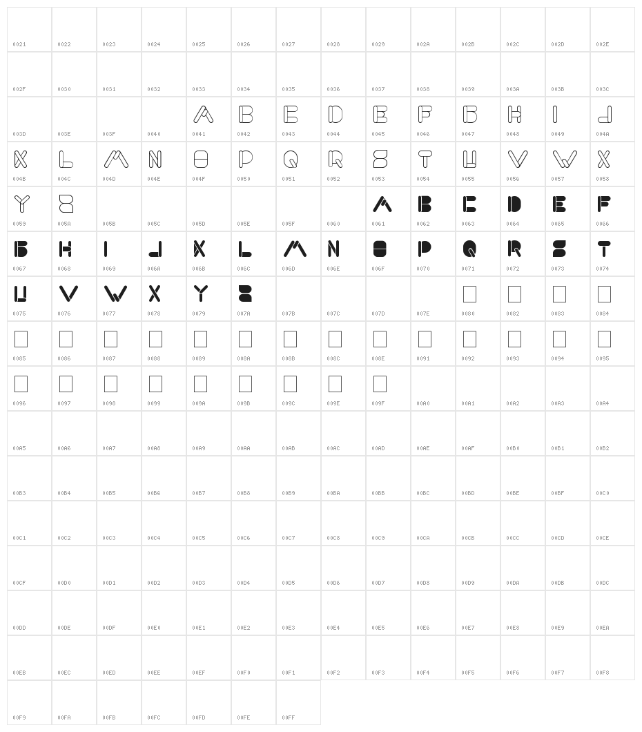 MAXIMUM KILOMETER Character Map