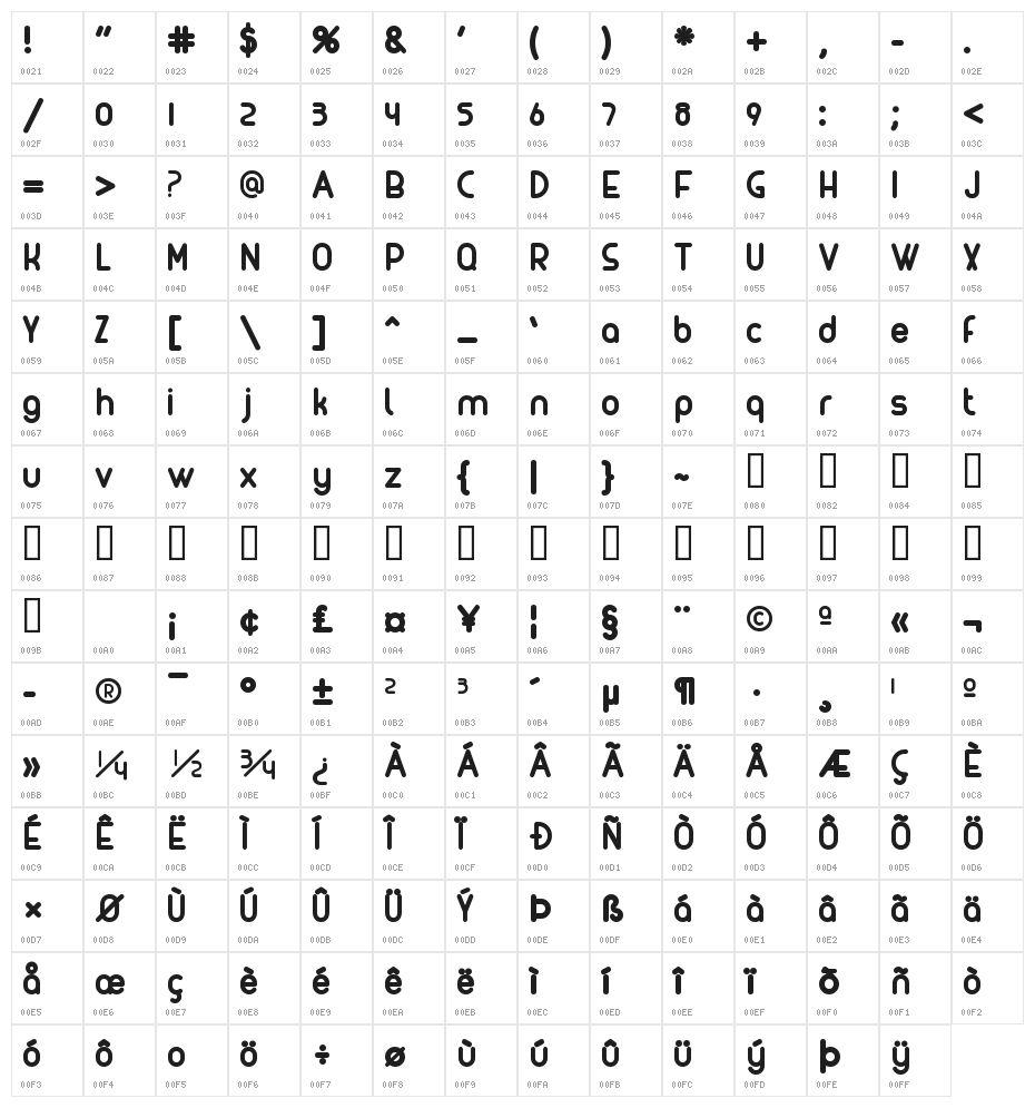 MAXWELL BOLD Character Map