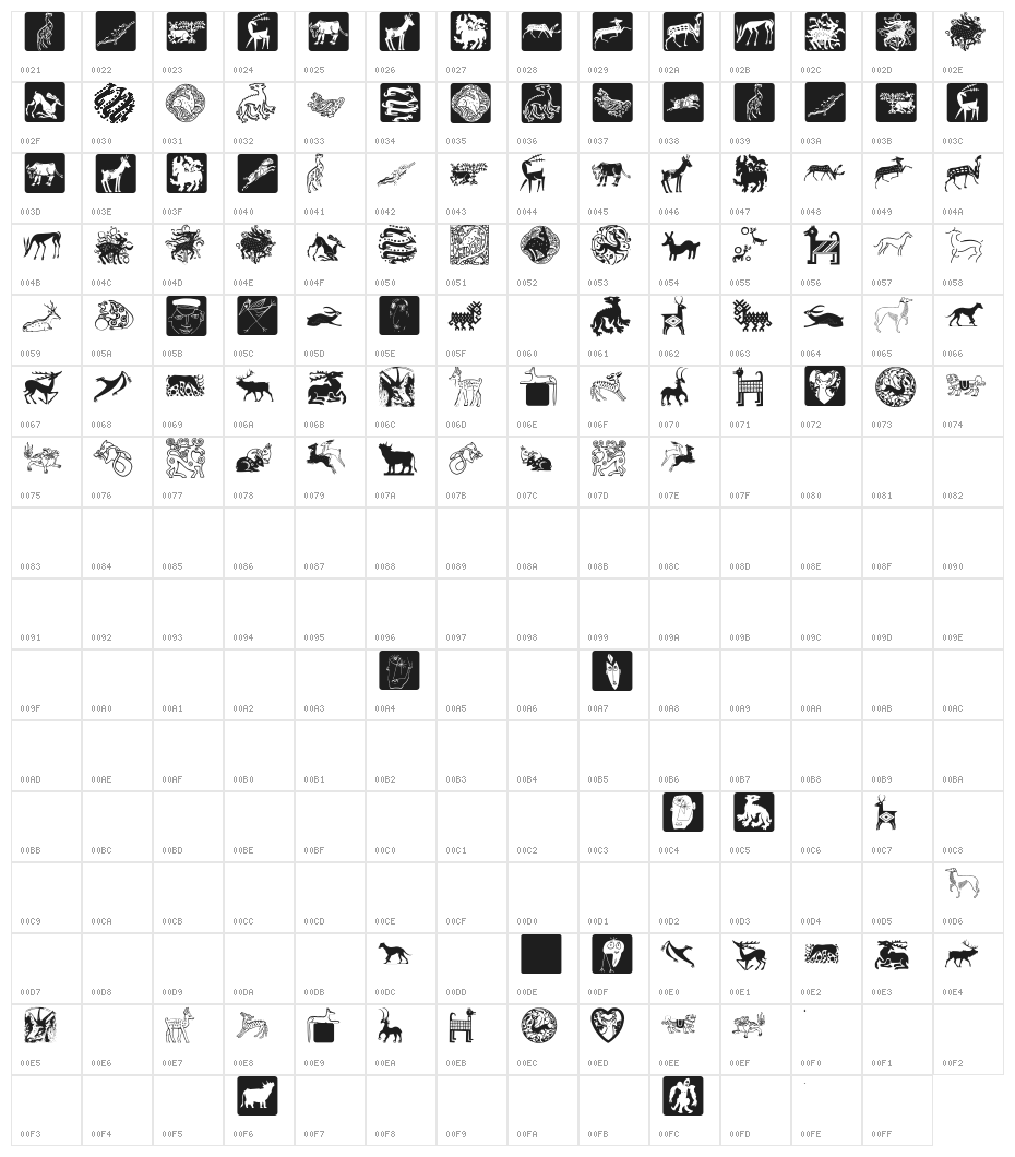 MAnimalsK Character Map