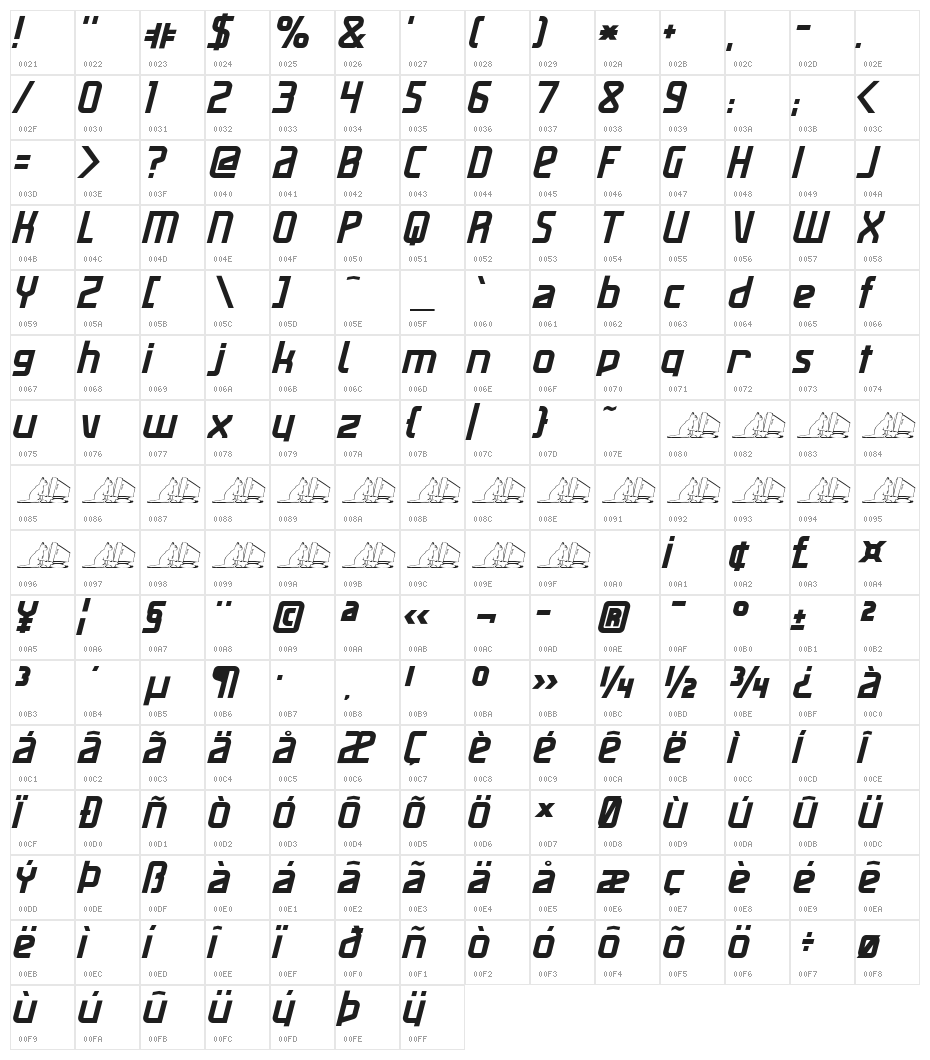 MaassslicerItalic Character Map
