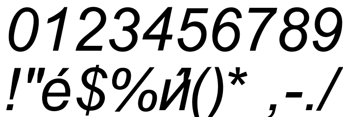 Macedonian Helv Italic Font OTHER CHARS