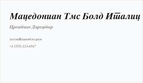 Macedonian Tms Bold Italic Business Card