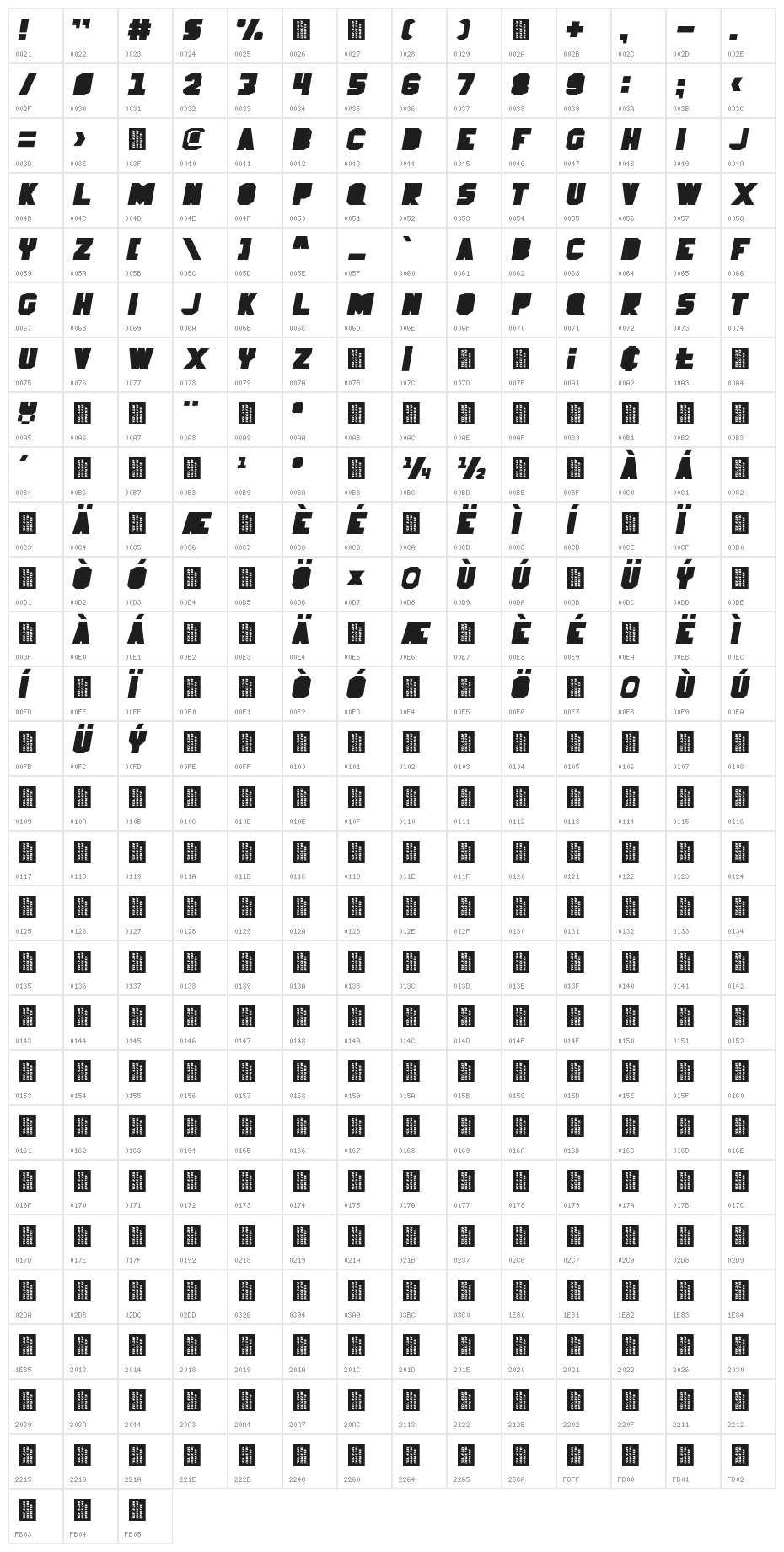 MadDocks-Regular Character Map