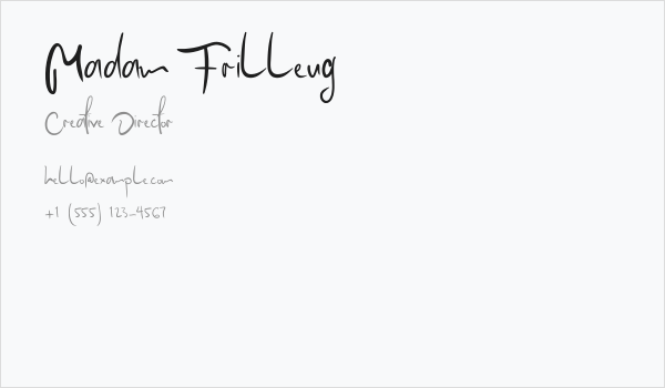 Madam Frilleug Business Card
