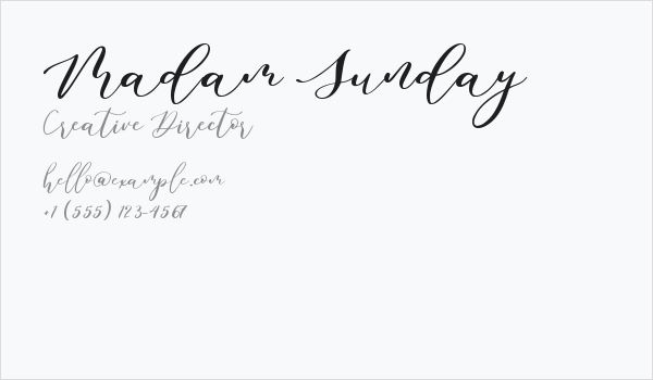 Madam Sunday Business Card