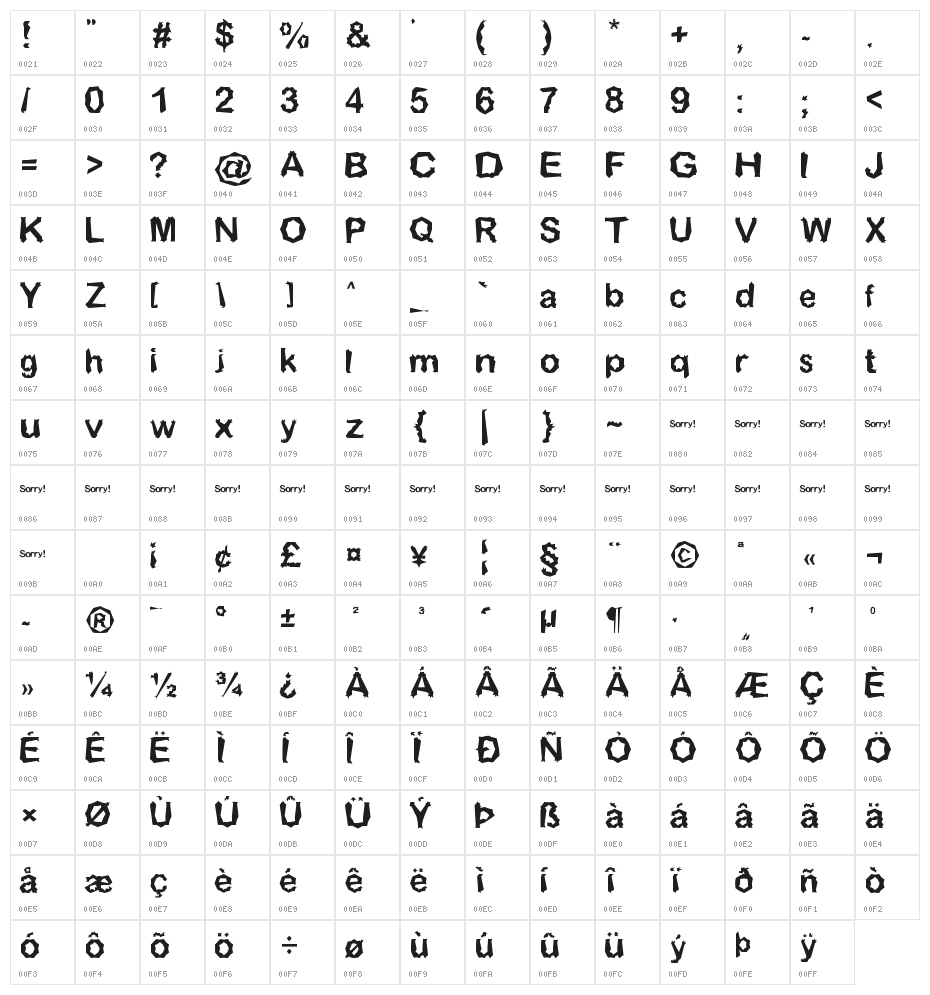 Made of Stars Character Map