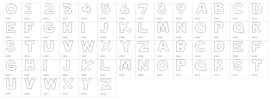 Made with Paint Regular Character Map