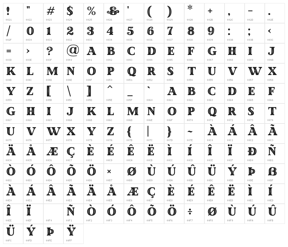 MadeWinterInline Character Map
