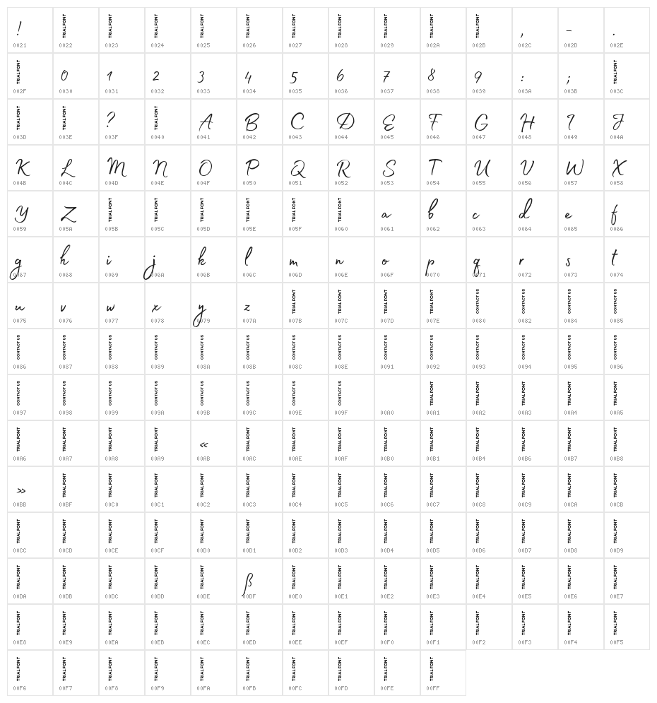 Madelyn Fill-Trial Regular Character Map