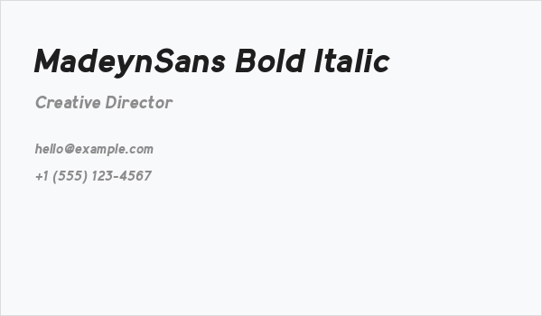 MadeynSans Bold Italic Business Card