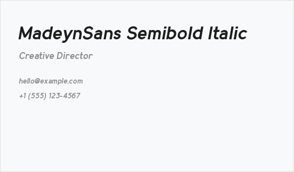 MadeynSans Semibold Italic Business Card