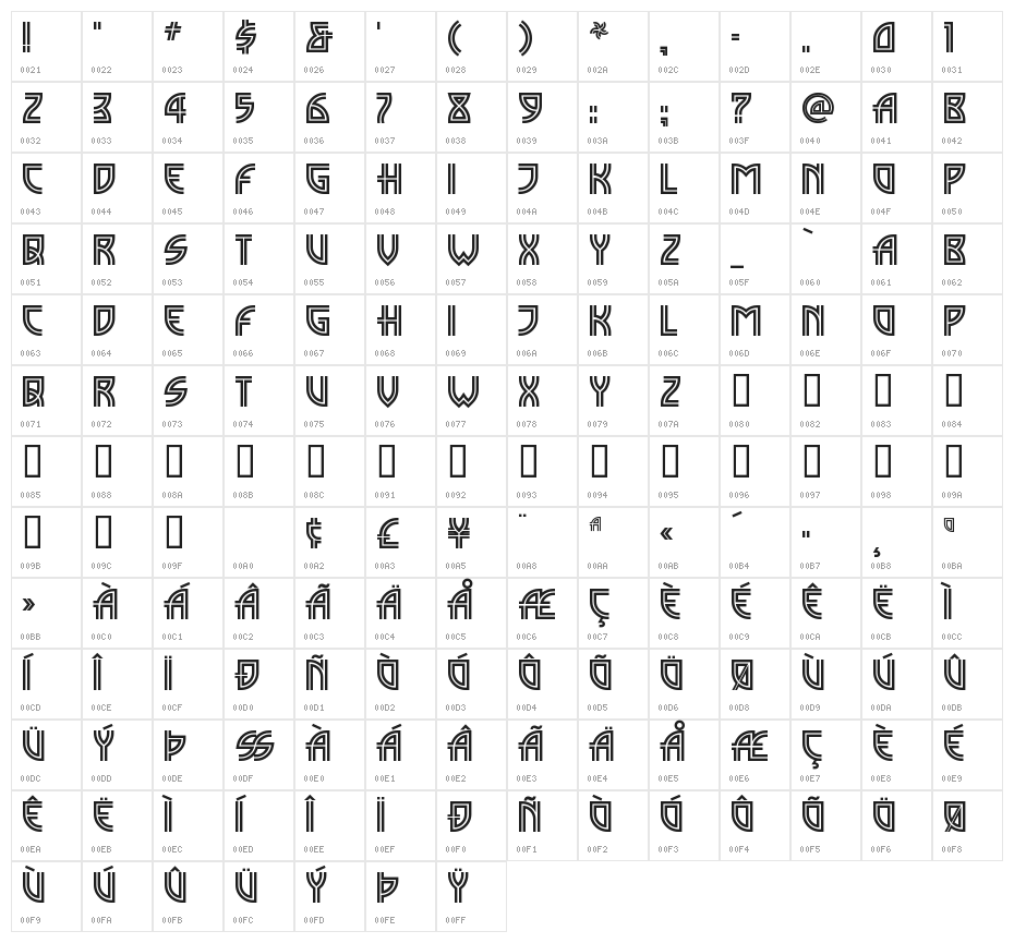 MadisonSquare Incised Character Map