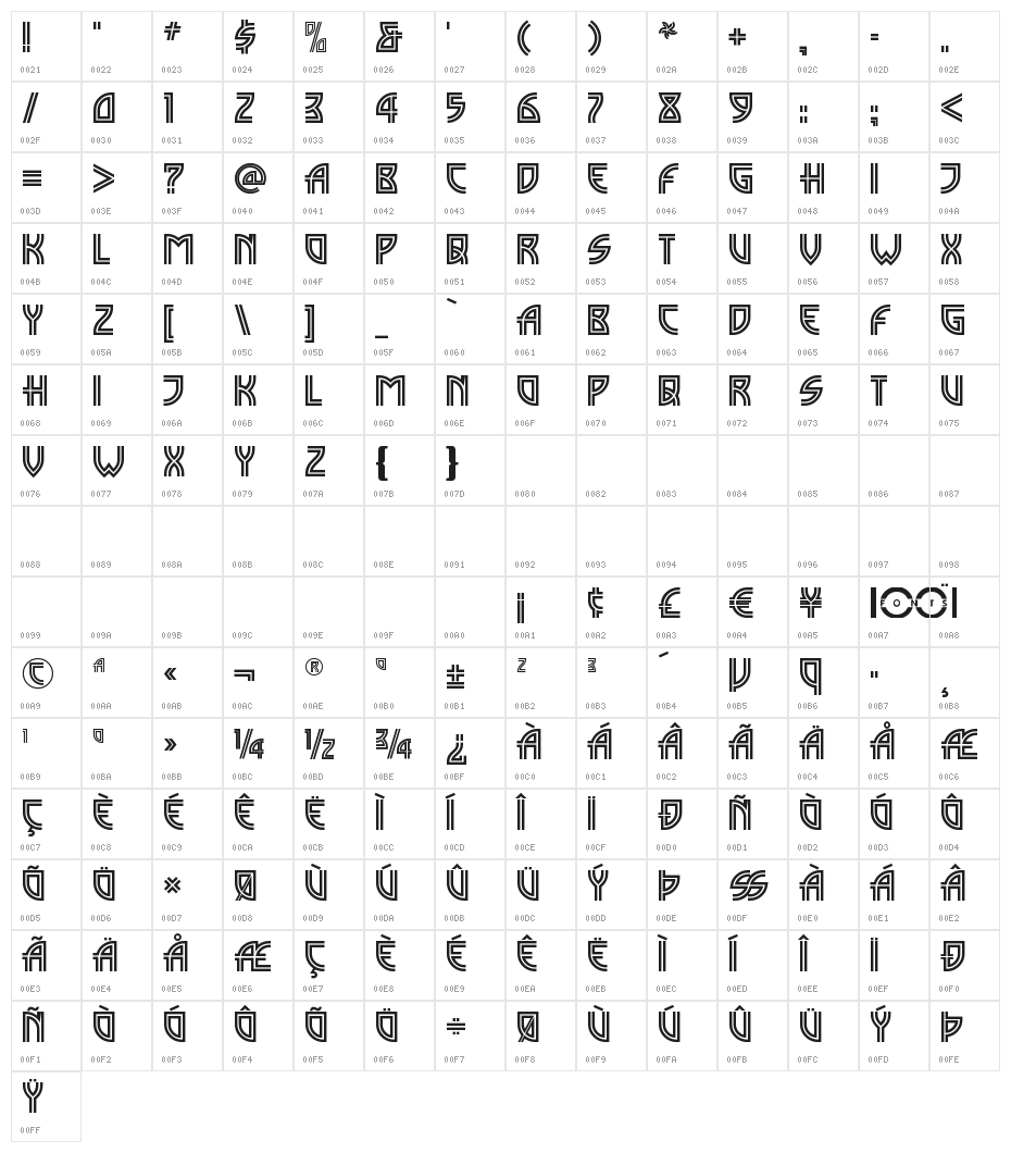 MadisonSquareNF Character Map
