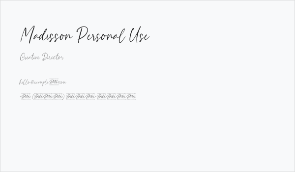 Madisson Personal Use Business Card