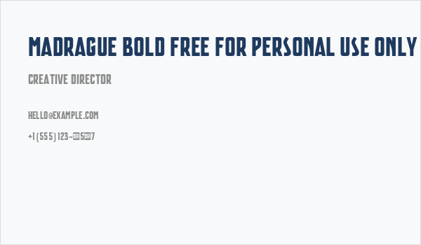 Madrague Bold FREE FOR PERSONAL USE ONLY Business Card