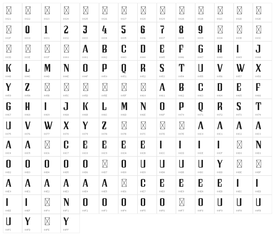 Madrid 23 Character Map