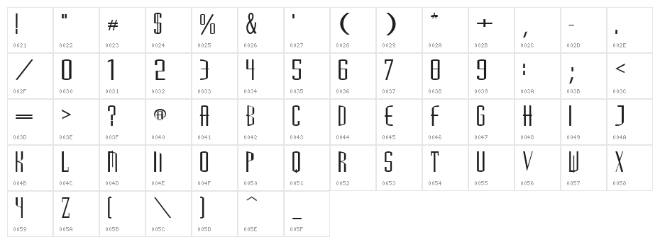Madrid Regular Character Map