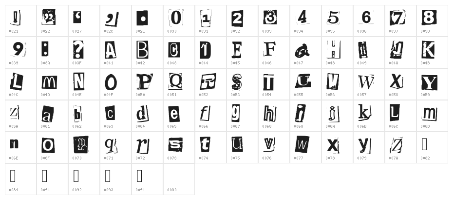 Magazine Letter By Brnt Regular Character Map