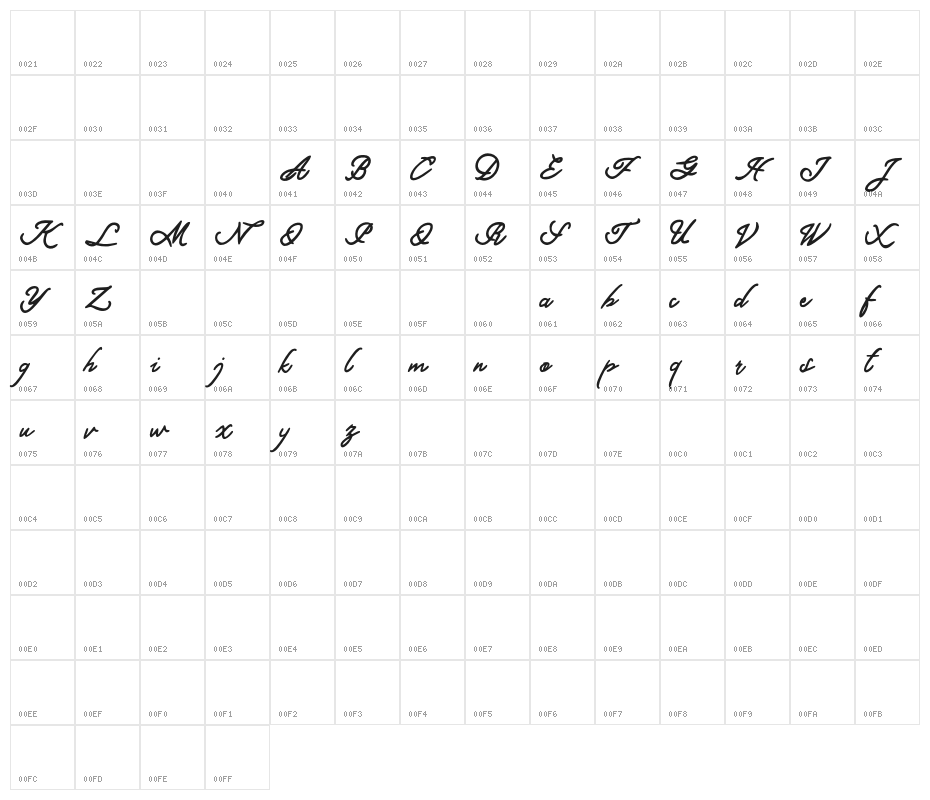 MagdalenaFREE Character Map