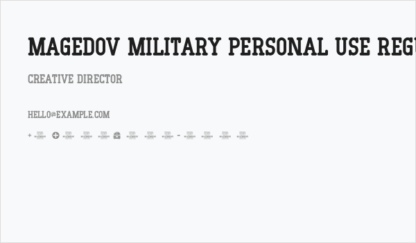 Magedov Military PERSONAL USE Regular Business Card