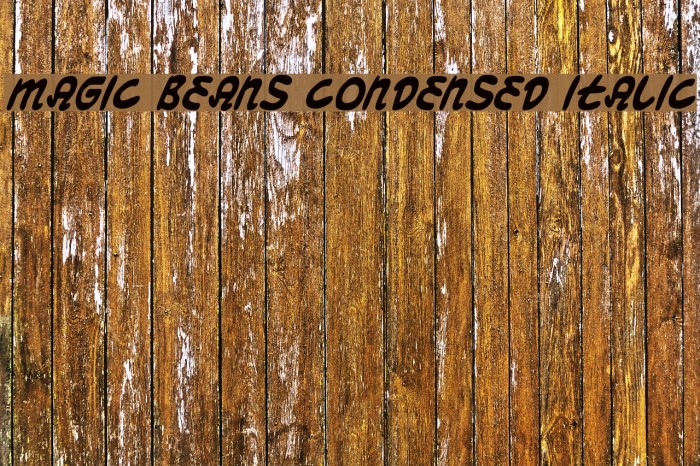 Magic Beans Condensed Italic Font examples