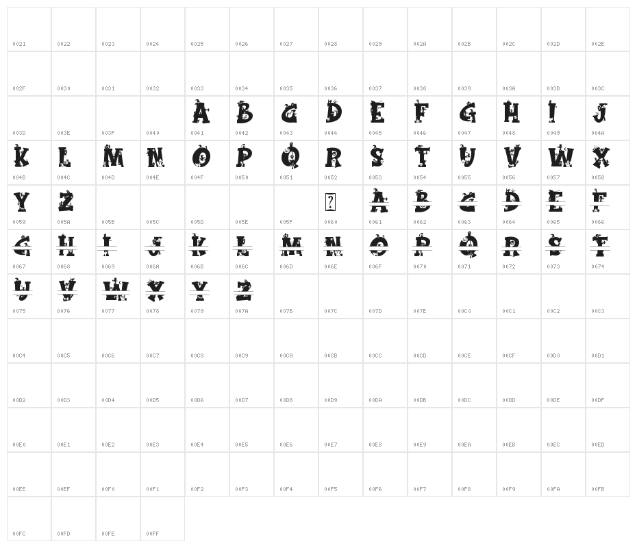 Magic Broom Monogram Character Map