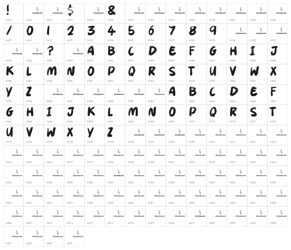 Magic Brush Character Map