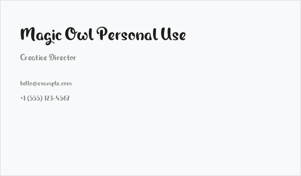 Magic Owl Personal Use Business Card