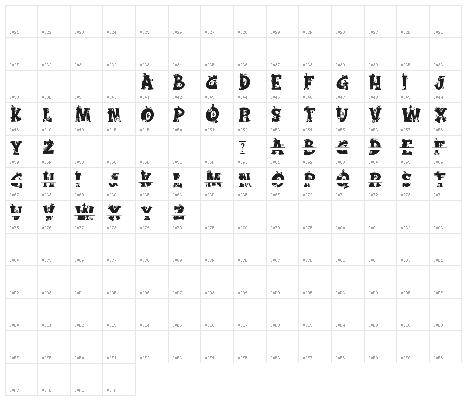MagicBroomMonogram Character Map
