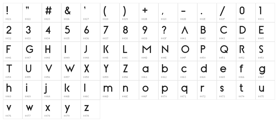 Magical Stylish Sans Serif Demo Character Map