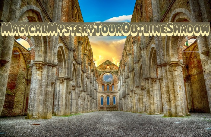 MagicalMysteryTourOutlineShadow Font examples