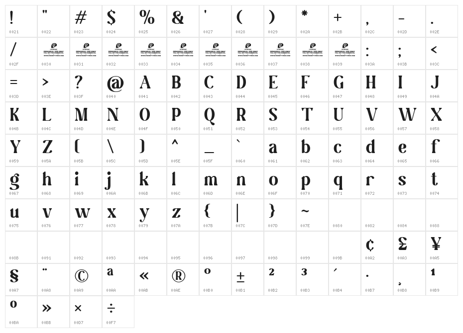 Magilio DEMO Regular Character Map