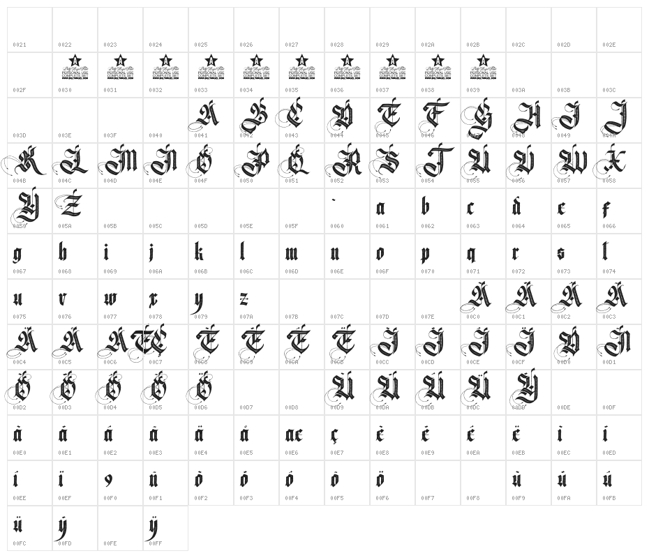 Magnific Chaos Personal Use Regular Character Map