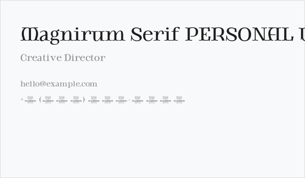 Magnirum Serif PERSONAL USE Regular Business Card