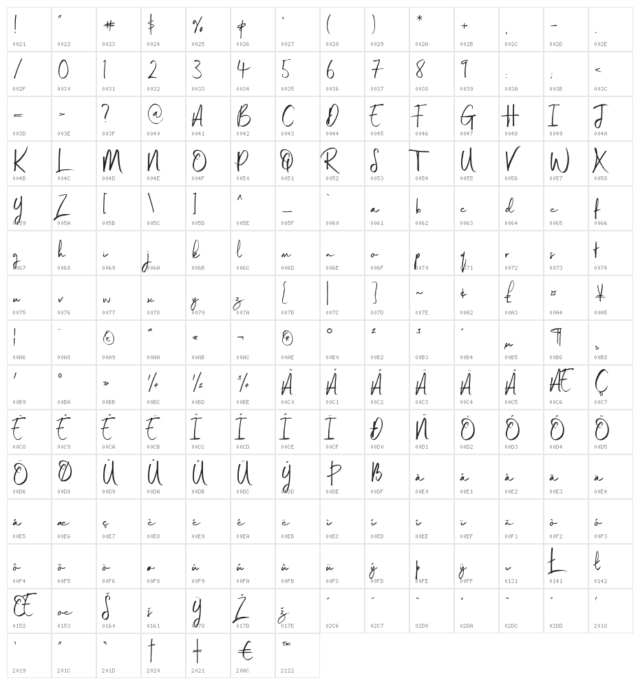 MagniteSmooth-Regular Character Map