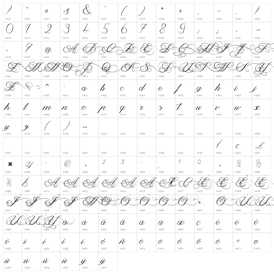 Magnolia  Italic Character Map